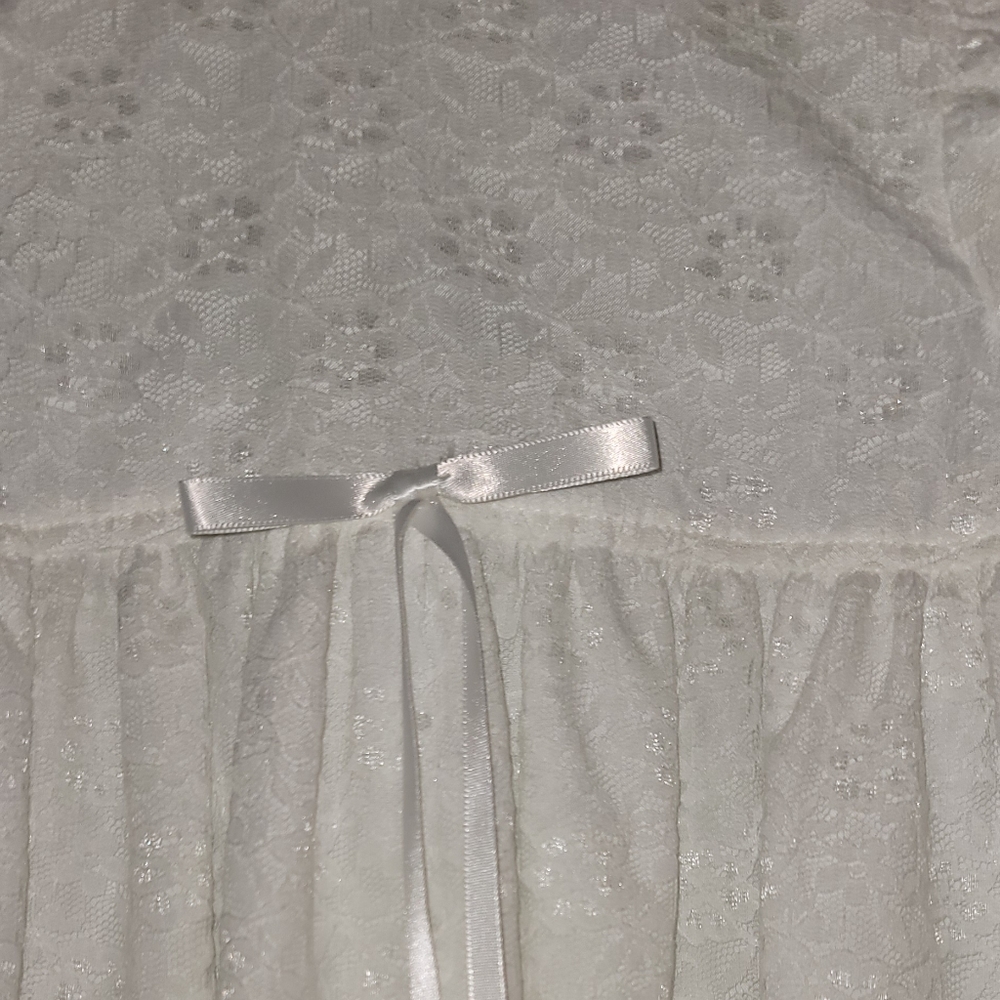 Infant Gown Christening Baptism Full Length lace Baby Dress buttons ribbon bow - Picture 3 of 11